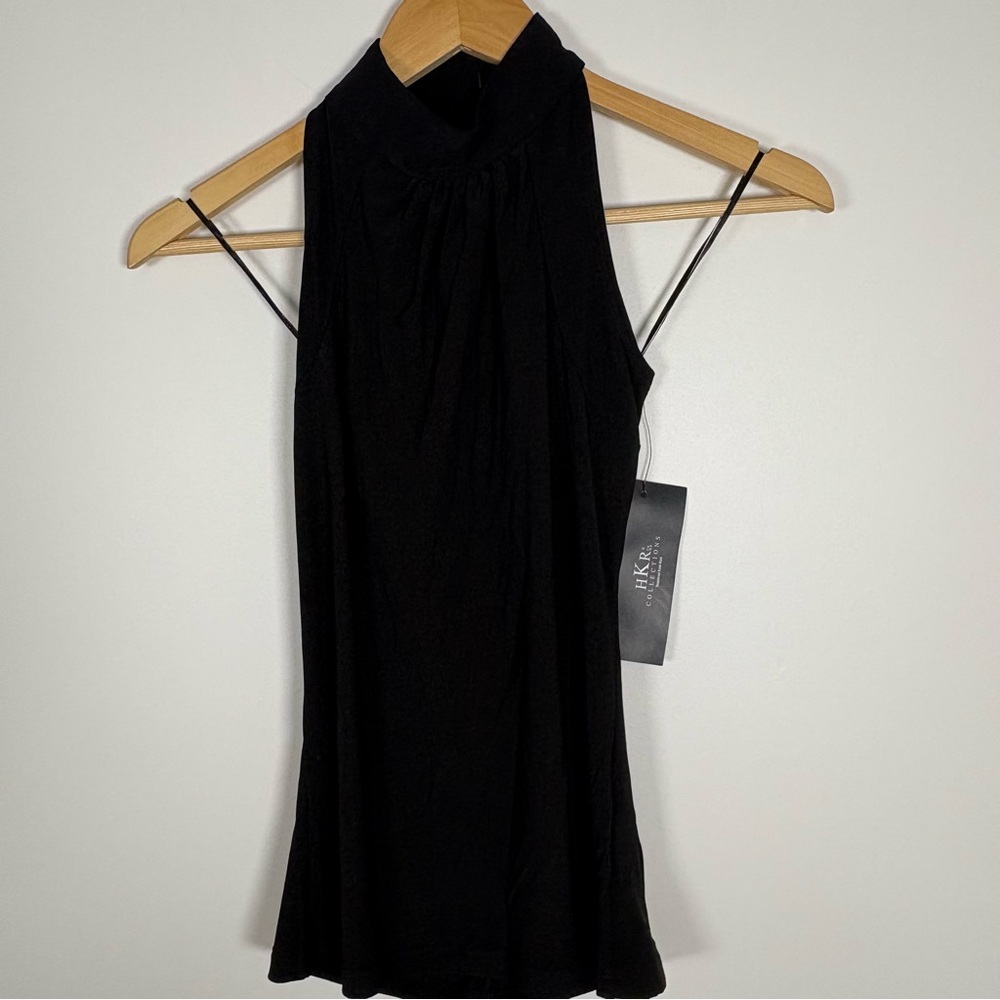 NWT HKR Women’s Conservatorio Black Halter Top, Size Small, elegant, chic